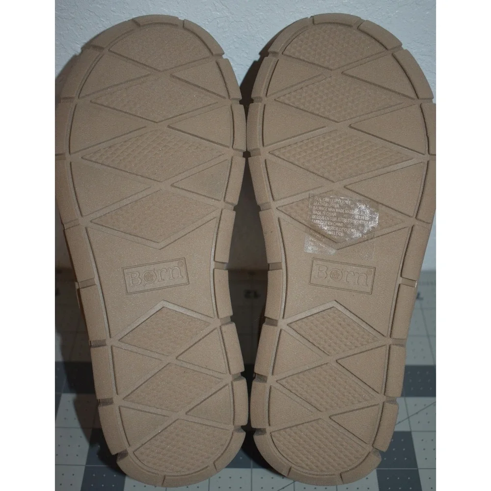 Born Sawyer Textile Tan Leather Slip On Loafers Kids Boys Size 4 PM-701-S
